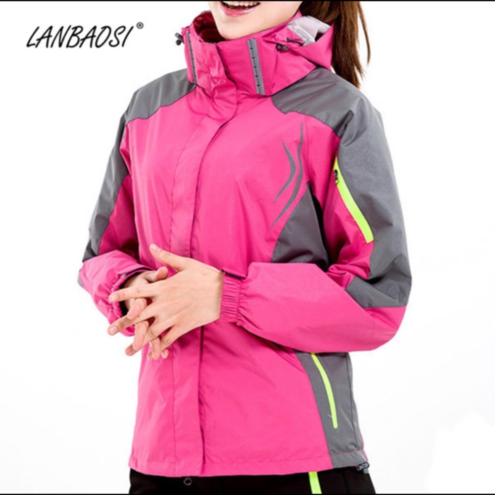 Lanbaosi Jacket Pink Small Hooded Weatherproof Rain Zip Fall Lightweight